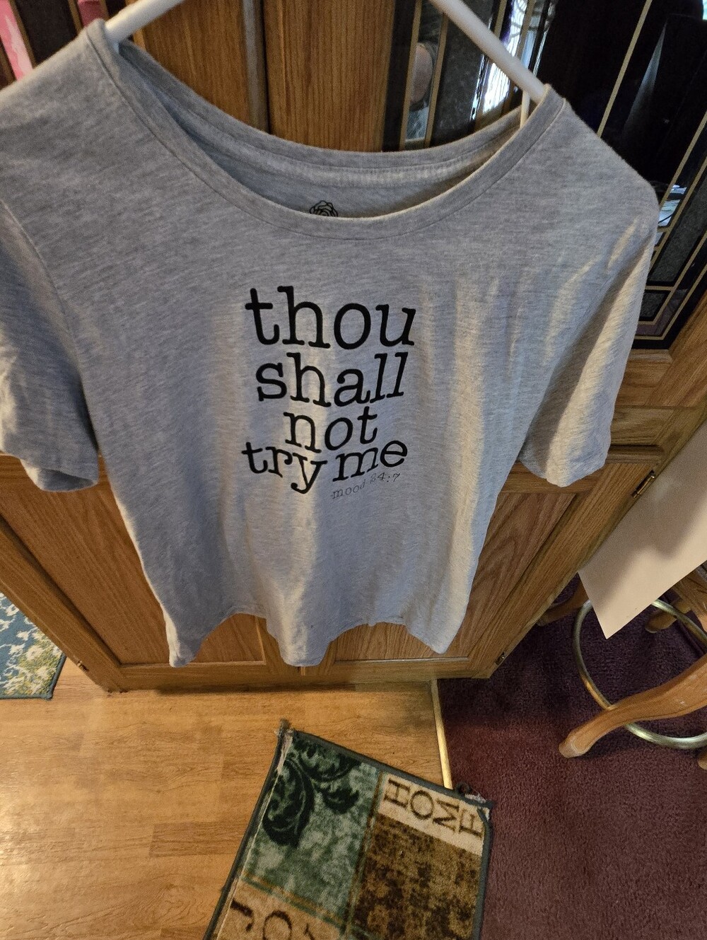 Gray Graphic Tee "thou shall not try me"
